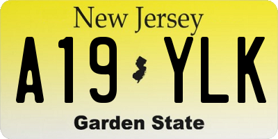 NJ license plate A19YLK
