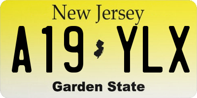 NJ license plate A19YLX