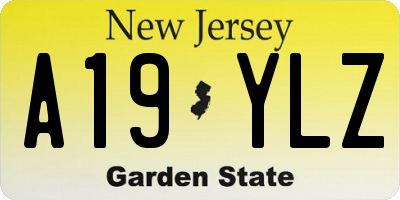 NJ license plate A19YLZ