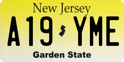 NJ license plate A19YME