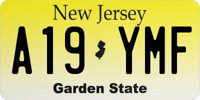 NJ license plate A19YMF