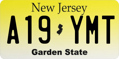NJ license plate A19YMT