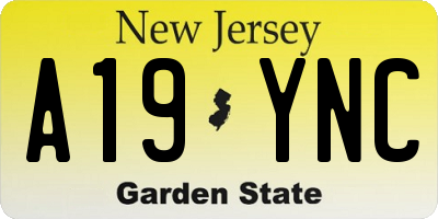 NJ license plate A19YNC