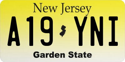 NJ license plate A19YNI