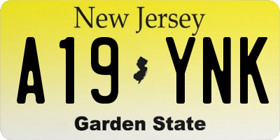 NJ license plate A19YNK