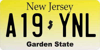 NJ license plate A19YNL