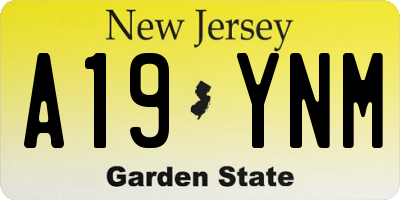 NJ license plate A19YNM