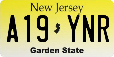 NJ license plate A19YNR