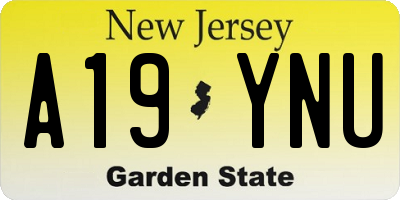NJ license plate A19YNU
