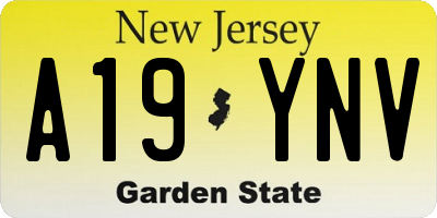 NJ license plate A19YNV