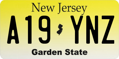 NJ license plate A19YNZ