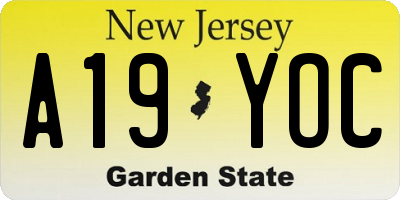 NJ license plate A19YOC