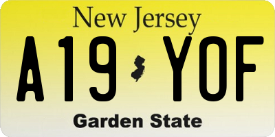 NJ license plate A19YOF