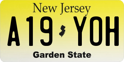 NJ license plate A19YOH