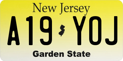 NJ license plate A19YOJ