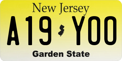 NJ license plate A19YOO