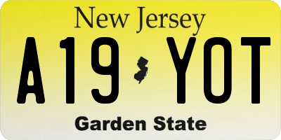 NJ license plate A19YOT