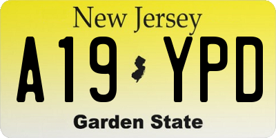 NJ license plate A19YPD