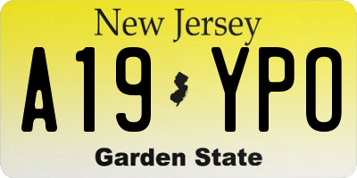 NJ license plate A19YPO