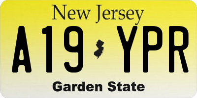 NJ license plate A19YPR
