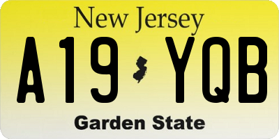 NJ license plate A19YQB