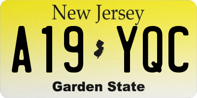 NJ license plate A19YQC