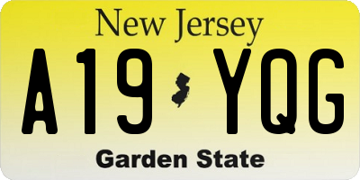 NJ license plate A19YQG