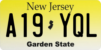 NJ license plate A19YQL