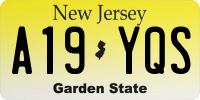 NJ license plate A19YQS