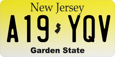 NJ license plate A19YQV