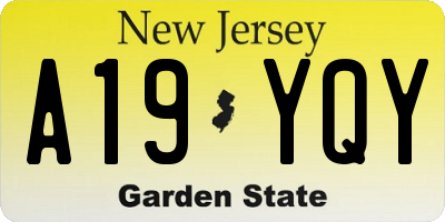 NJ license plate A19YQY