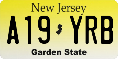 NJ license plate A19YRB
