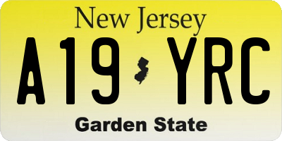 NJ license plate A19YRC