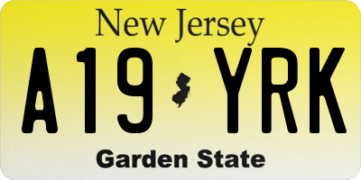 NJ license plate A19YRK