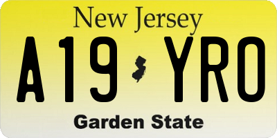 NJ license plate A19YRO