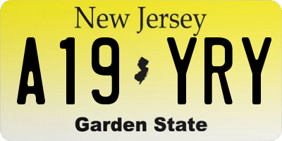 NJ license plate A19YRY