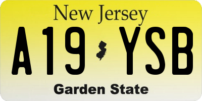 NJ license plate A19YSB