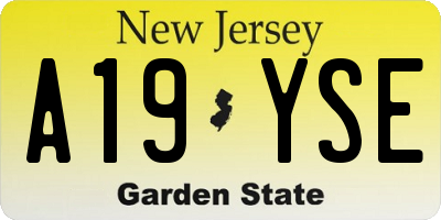 NJ license plate A19YSE