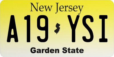NJ license plate A19YSI