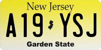 NJ license plate A19YSJ