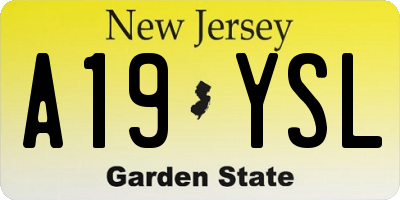 NJ license plate A19YSL