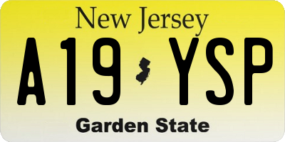 NJ license plate A19YSP
