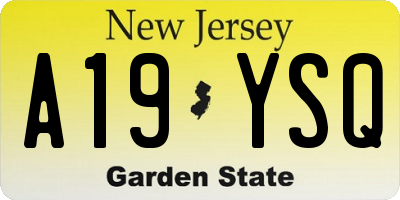 NJ license plate A19YSQ