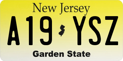 NJ license plate A19YSZ