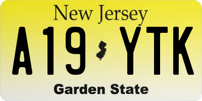 NJ license plate A19YTK