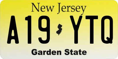 NJ license plate A19YTQ