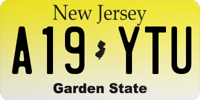 NJ license plate A19YTU