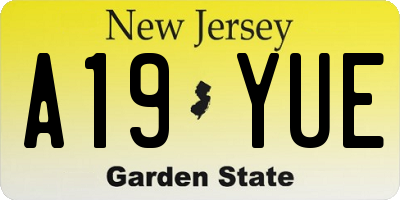 NJ license plate A19YUE