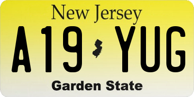 NJ license plate A19YUG