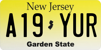 NJ license plate A19YUR